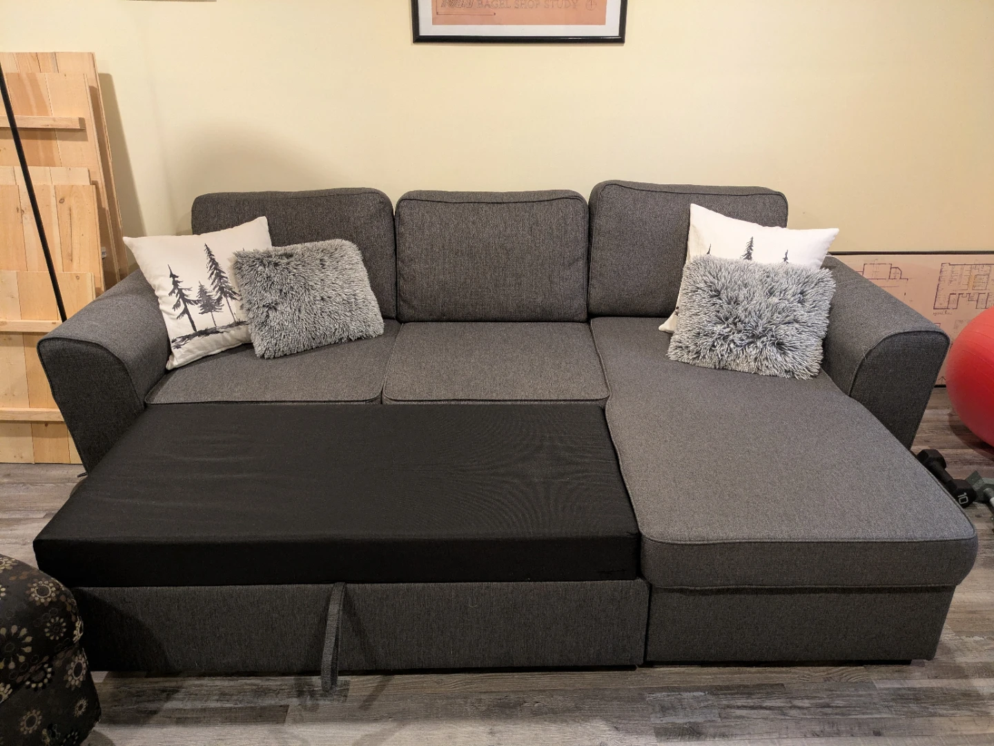 Grey Sectional Sofa with Storage and Pull-out Bed - photo 2