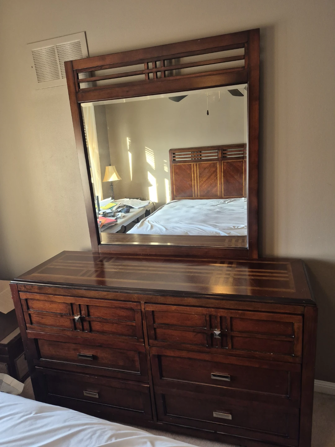 Dark Wood 5 piece Bedroom Set - Queen bed frame