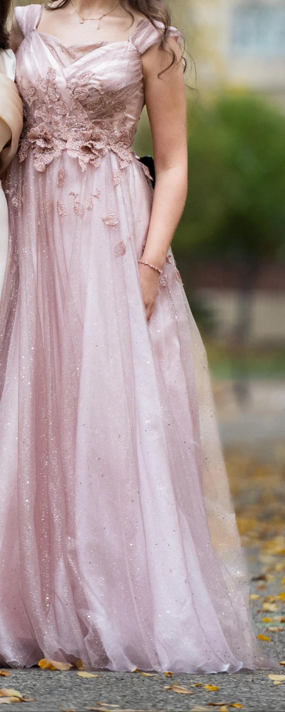 Pink Glitter Tulle Evening Dress