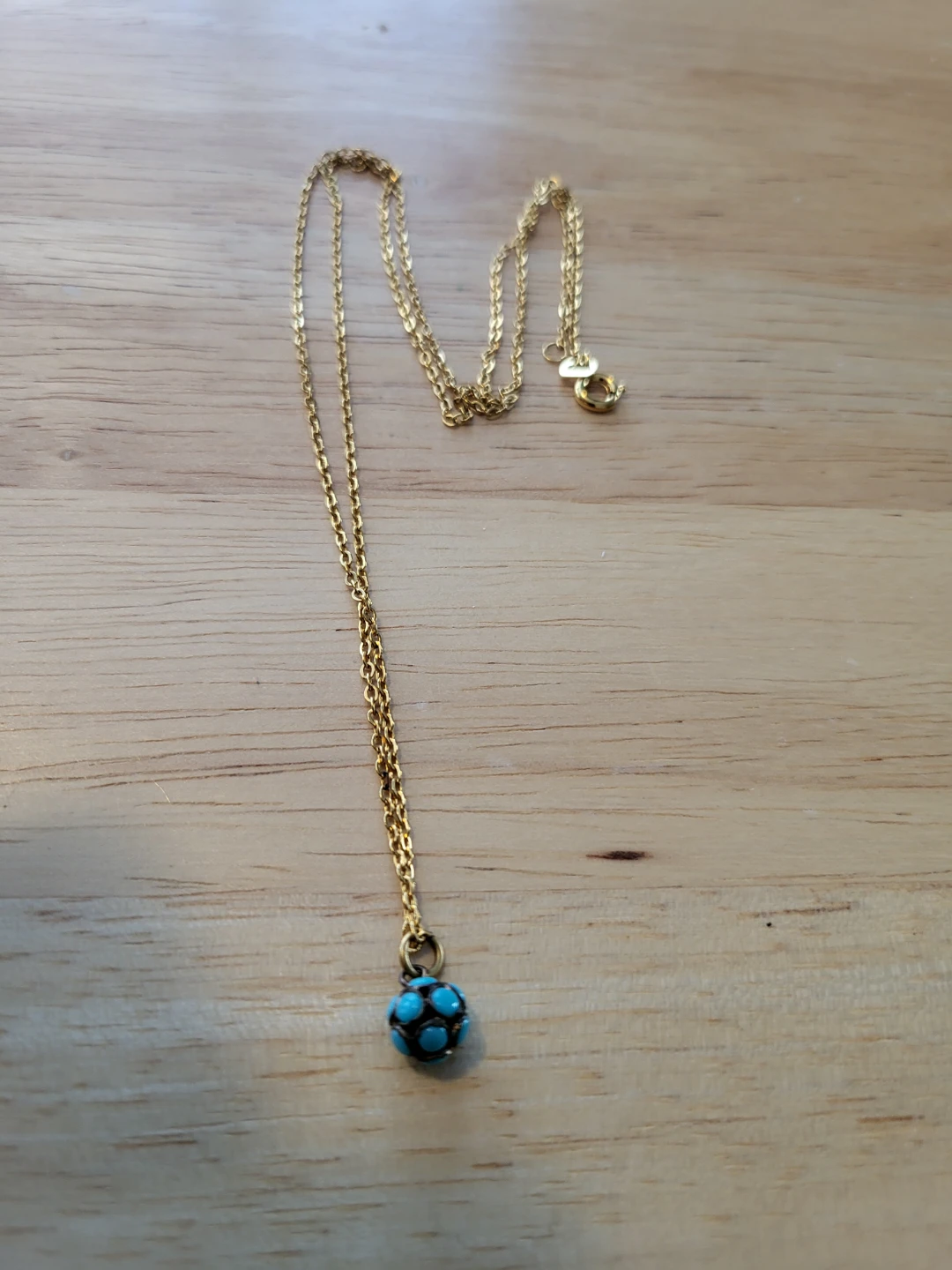 Gold Plated Necklace with Turquoise Bead Pendant