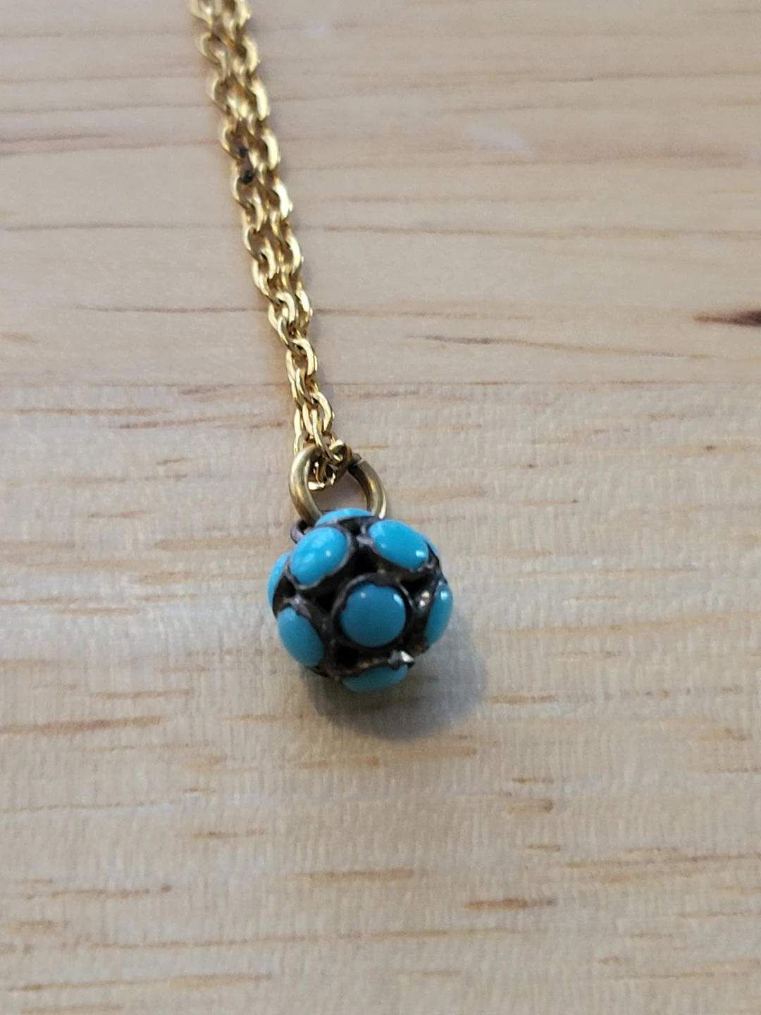 Gold Plated Necklace with Turquoise Bead Pendant - photo 2