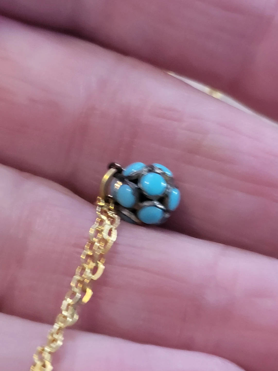 Gold Plated Necklace with Turquoise Bead Pendant - photo 4