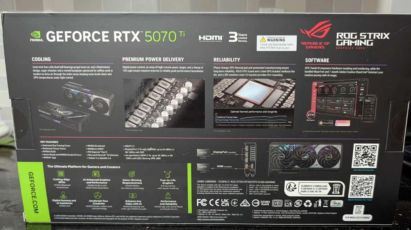 ASUS ROG Strix GeForce RTX 5070ti oc
