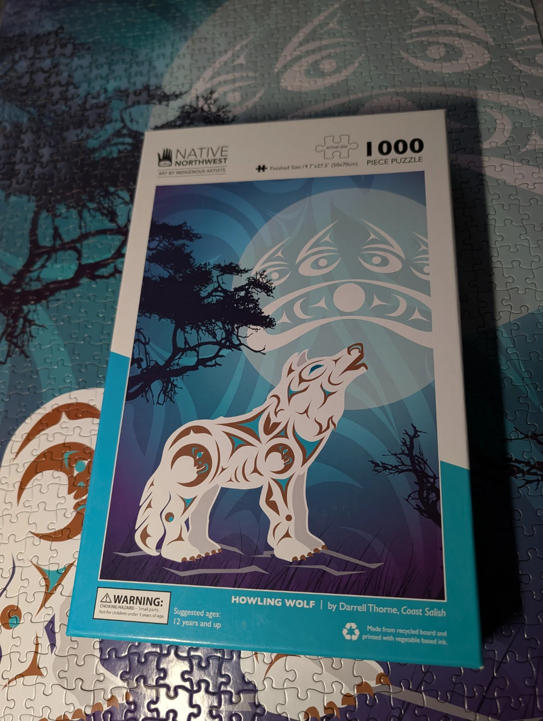 Native Northwest Howling Wolf 1000 Piece Jigsaw Puzzle