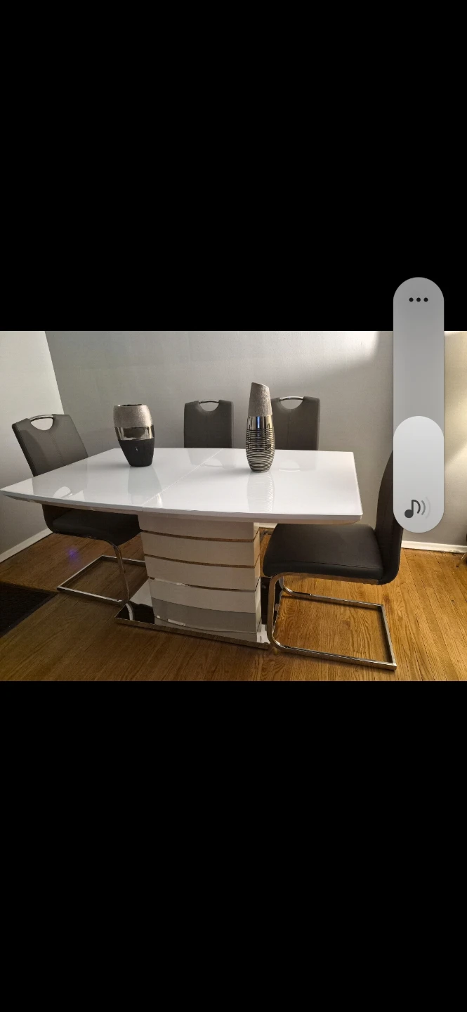 Modern White Dining Table with Chrome Legs - photo 3