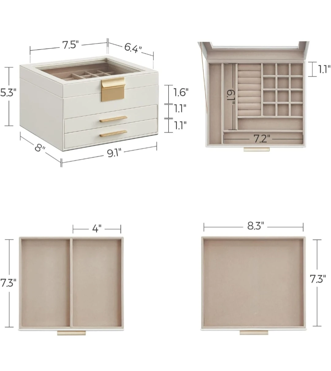 Cream Faux Leather Jewelry Box Organizer - photo 2