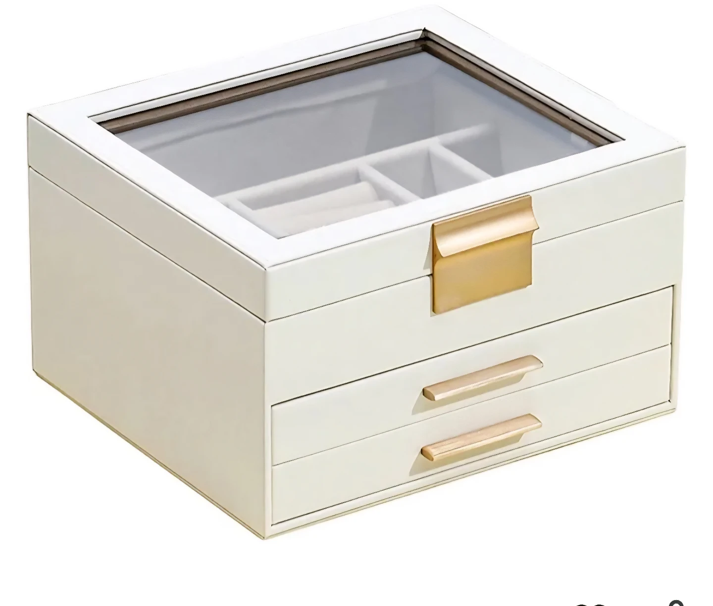 Cream Faux Leather Jewelry Box Organizer - photo 3