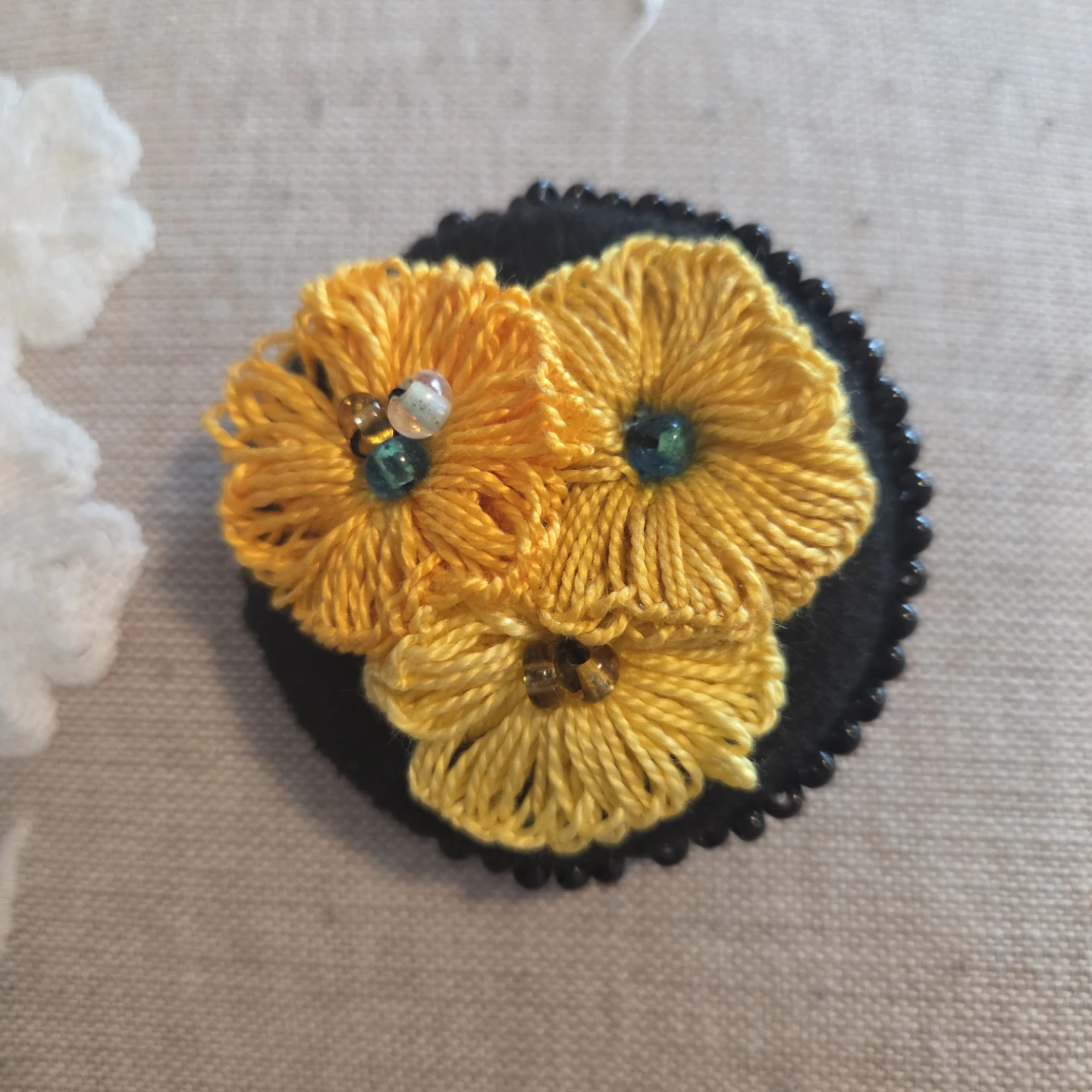 Handmade Yellow Flower Brooch Pin