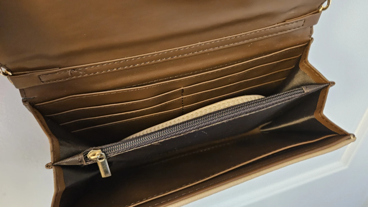 Tan Crossbody bag /Wallet with long Chain Strap & short strap - photo 3