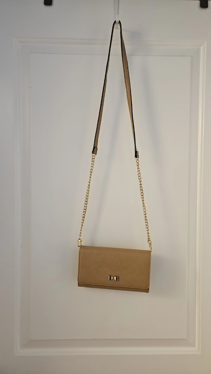Tan Crossbody bag /Wallet with long Chain Strap & short strap - photo 4