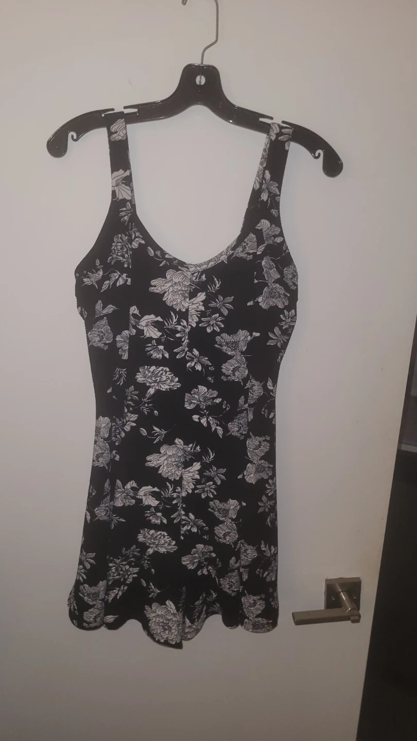 Black floral mini dress - photo 2