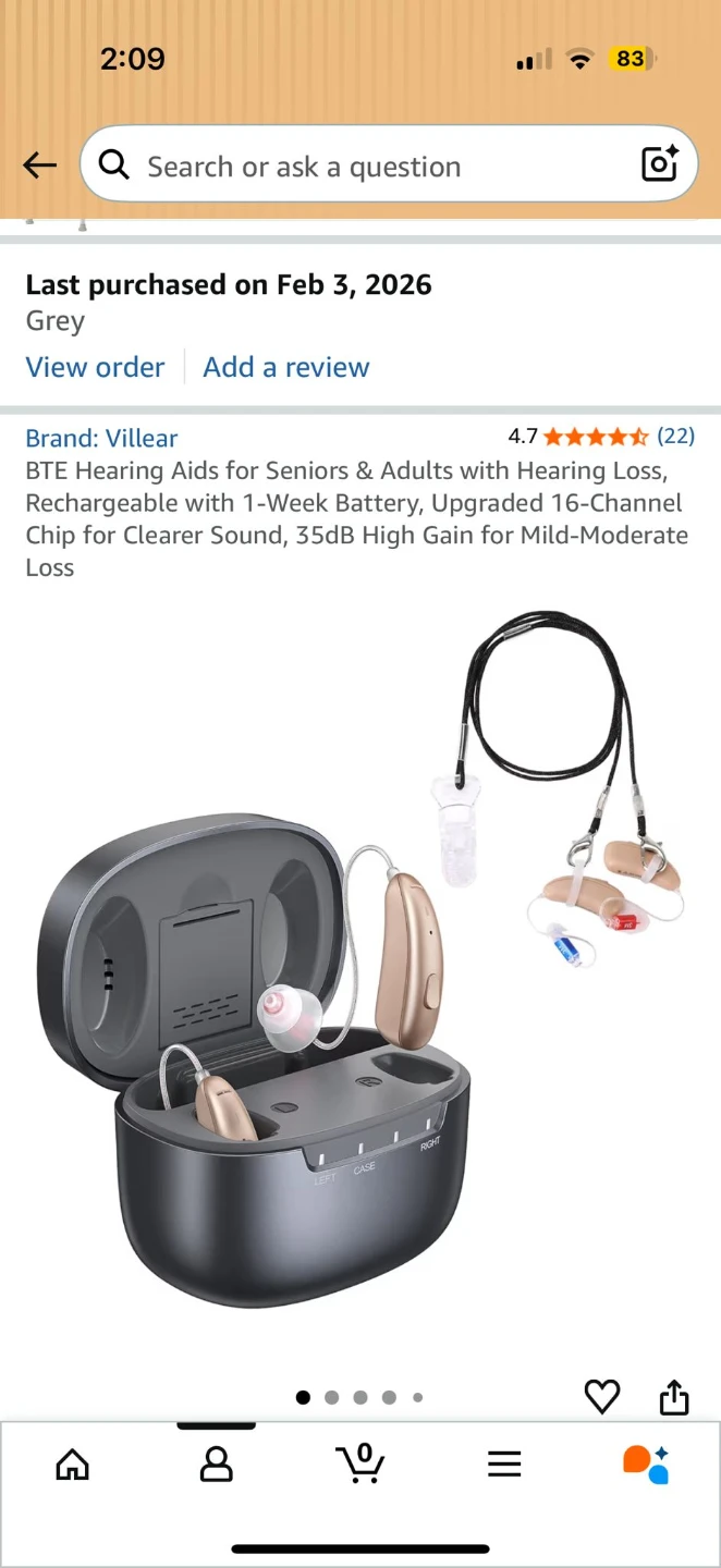 Villear OTC Hearing Aids - Grey