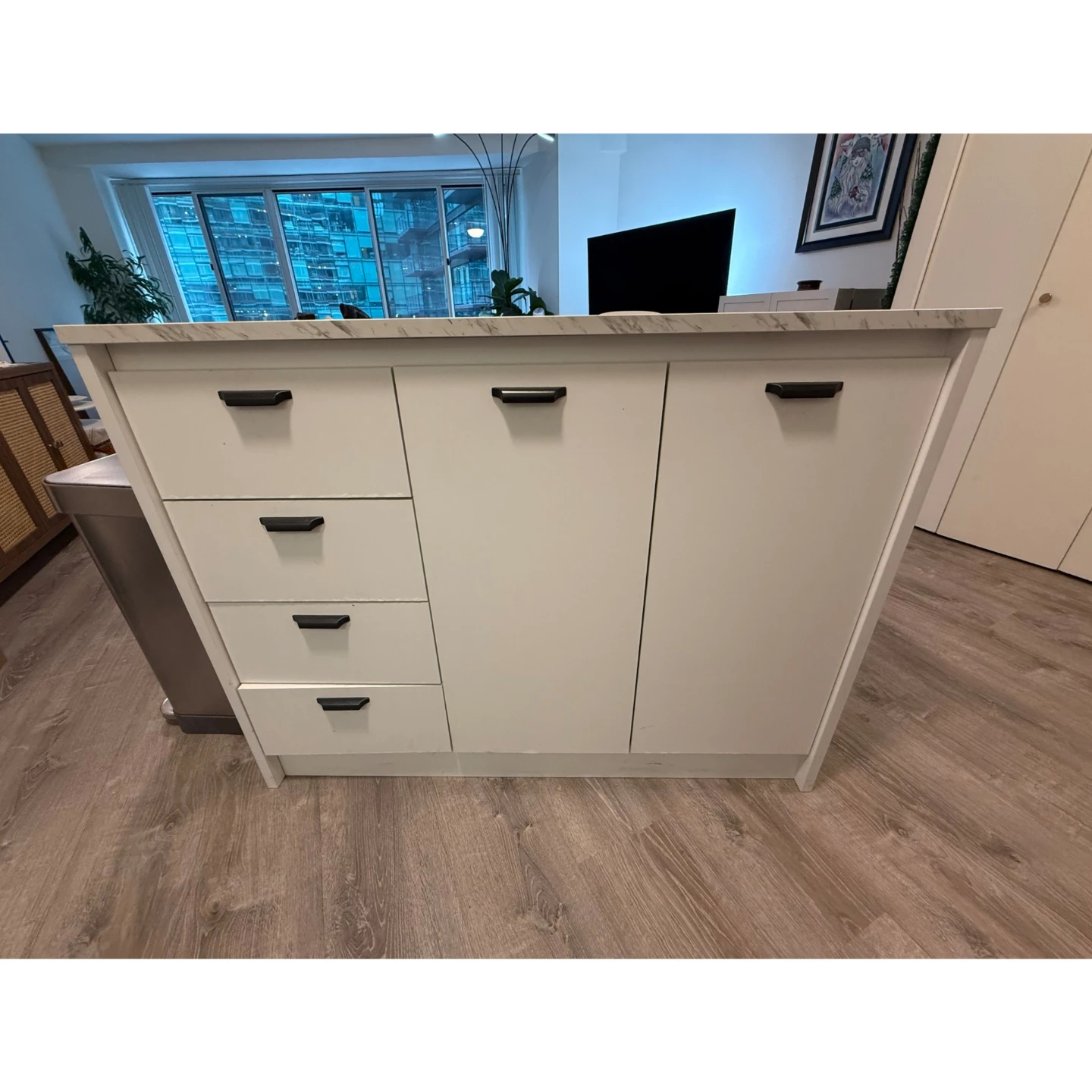 White Kitchen Island with  Storage - photo 3