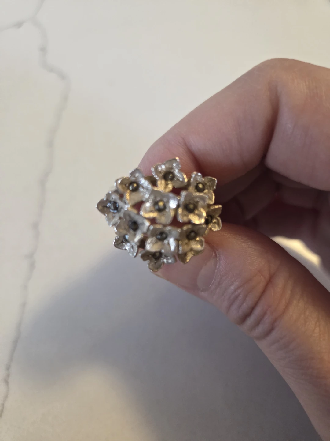 Silver Flower Cluster Ring