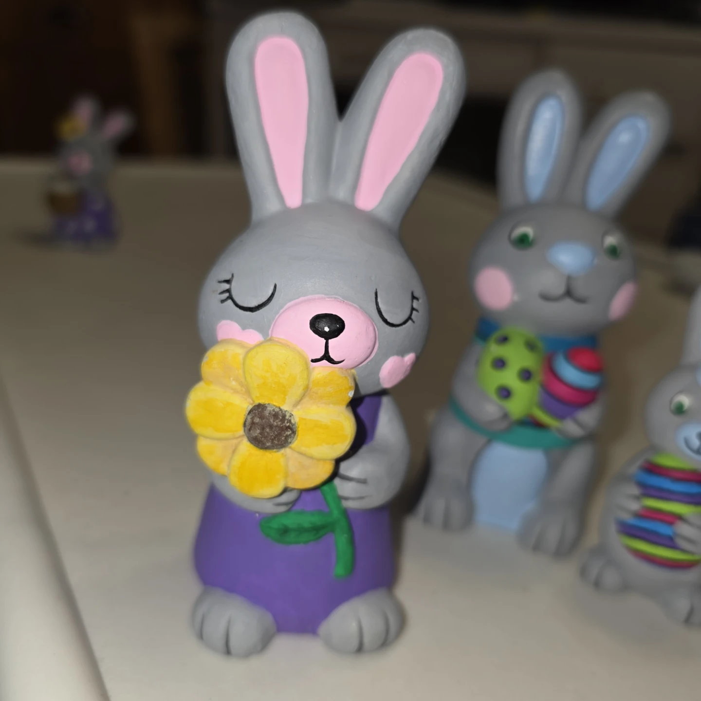 Hand-Painted Ceramic Bunny Figurines - Set of 4 - photo 4