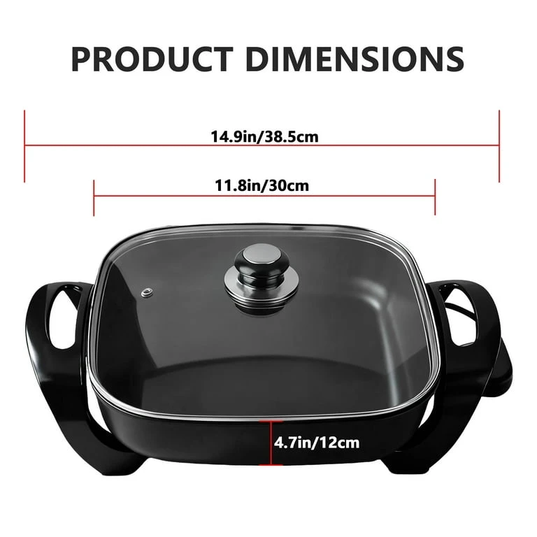 NEW 12" Square Electric Griddle & Grill Pan with Lid - photo 2