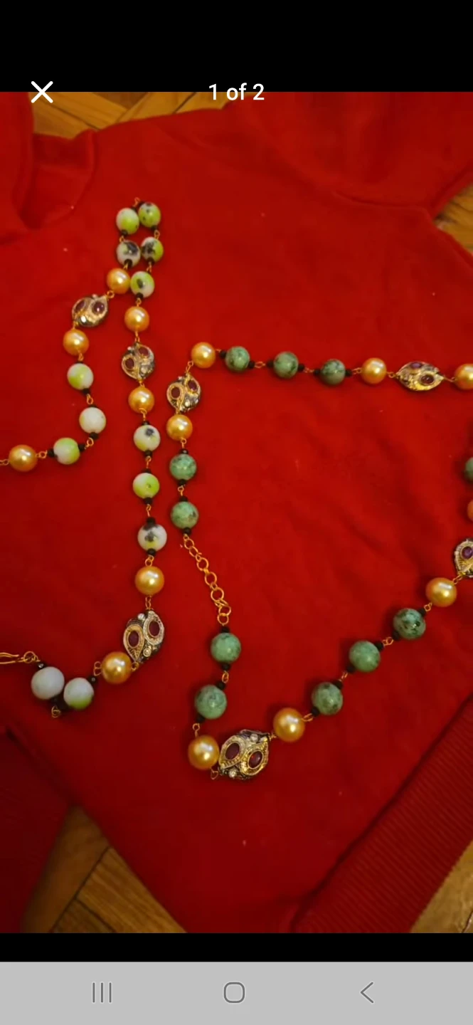 Beaded Necklace with Gold Tone Accents