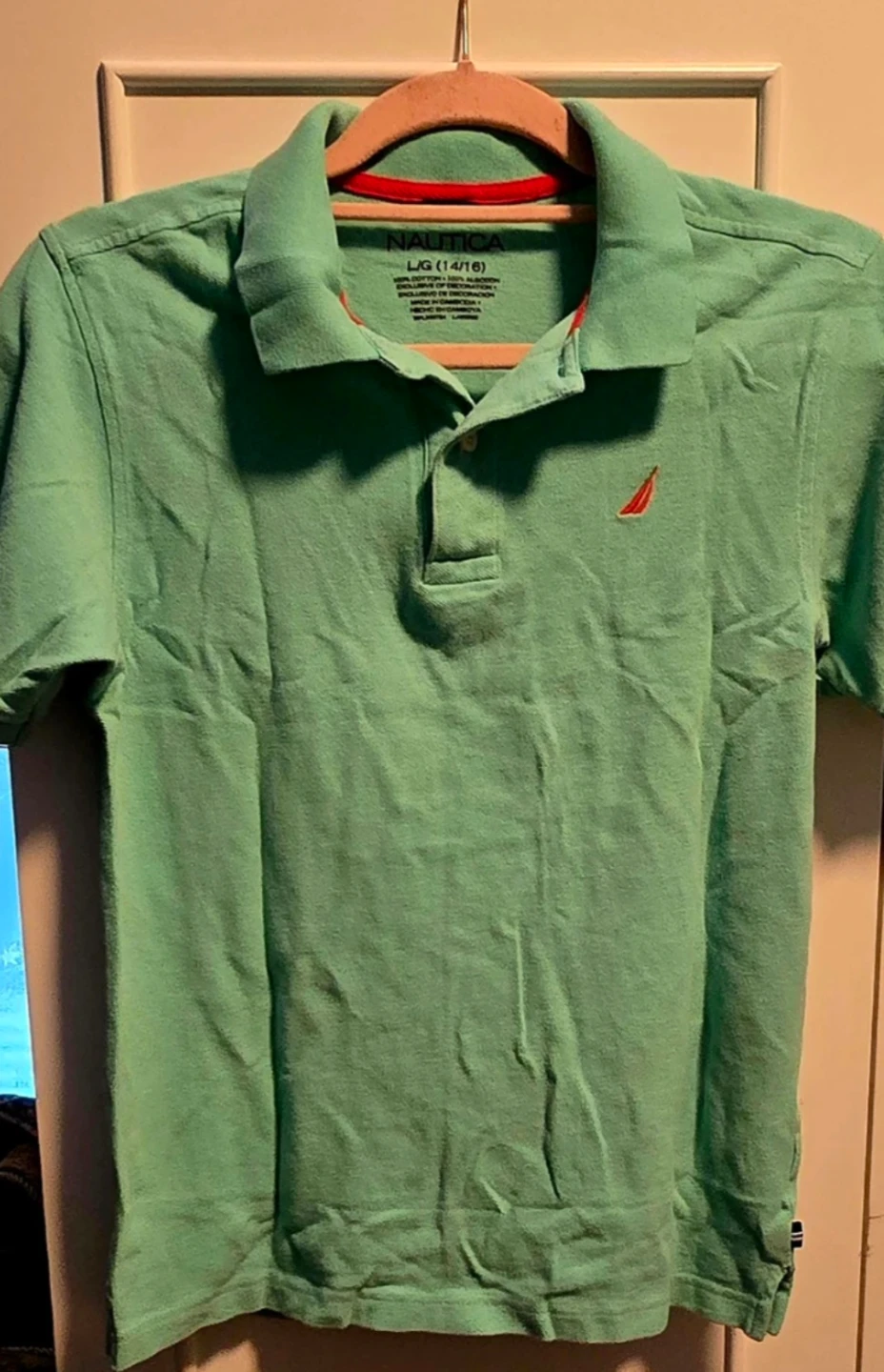Nautica Boys Green Polo Shirt Size L (14/16)