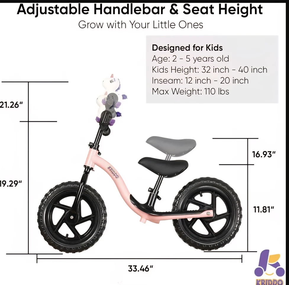 Kriddo Balance Bike - Pink Model: KB001 - photo 2