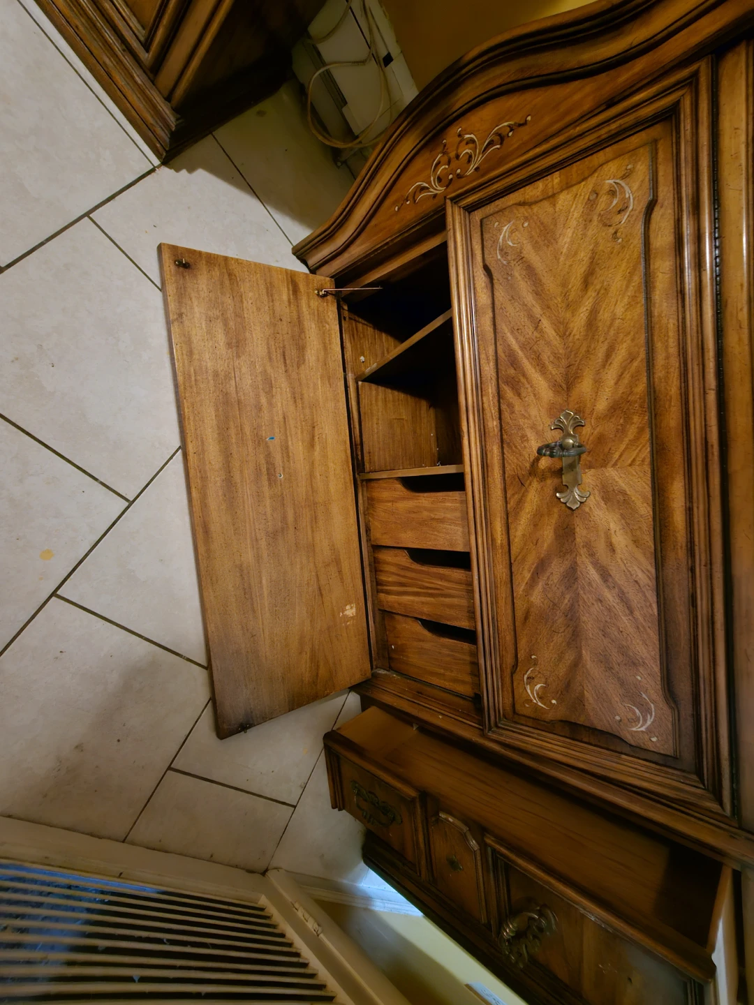 Vintage Wooden Armoir Wardrobe with Drawers