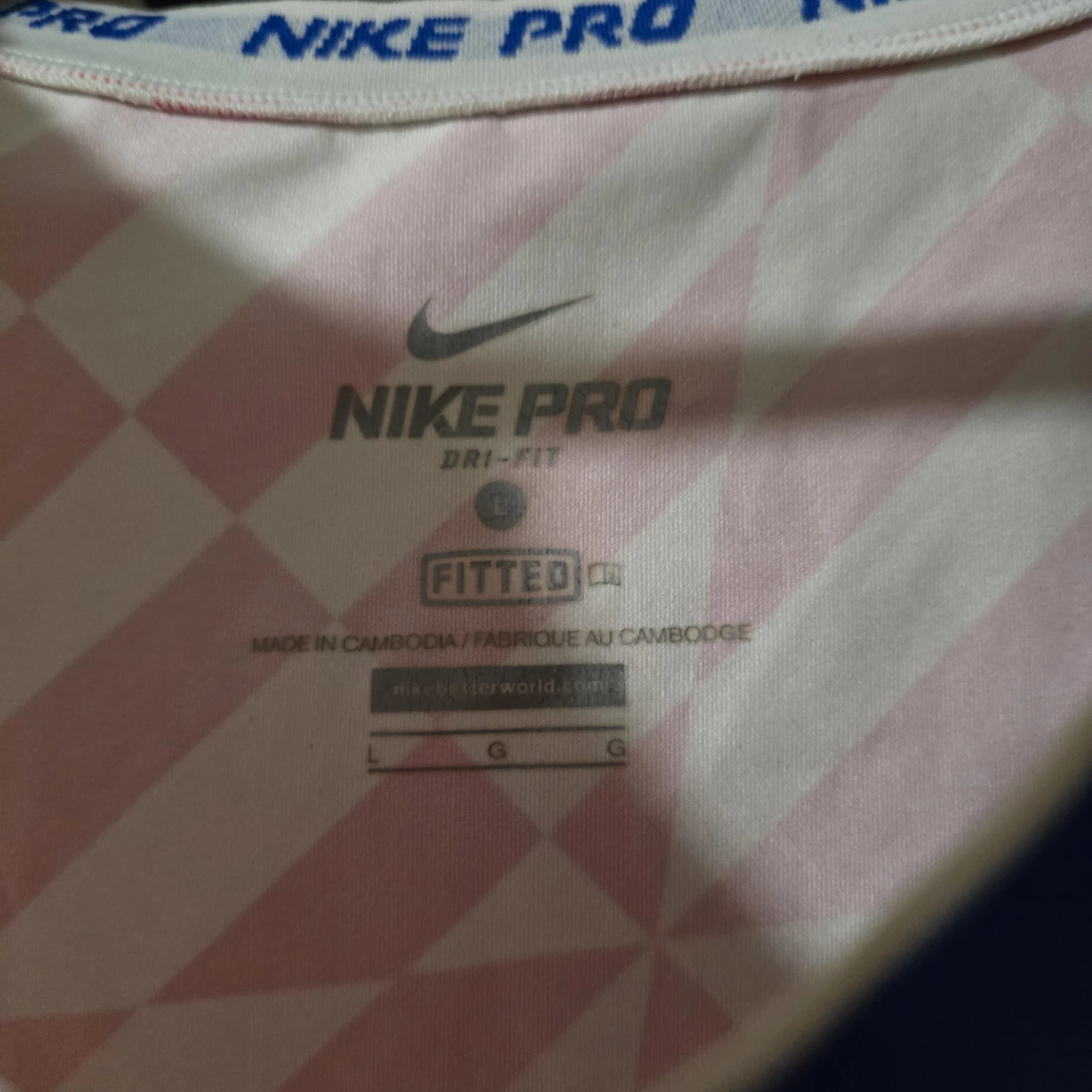 Nike Pro Dri-FIT Fitted Tank Top - Red/White - Size L - photo 2