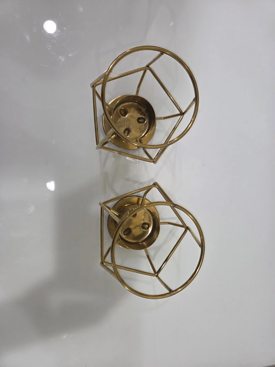 Ikea Set of 2 Gold Geometric Candle Holders - photo 2
