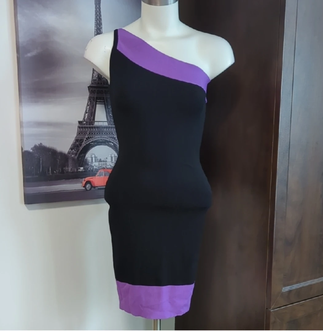 Urban Behavior One-Shoulder Dress Black/Purple Size M