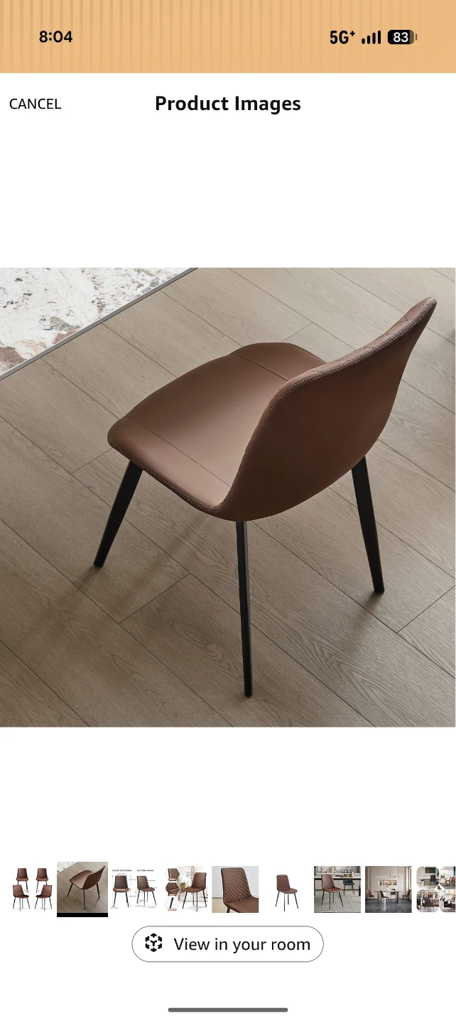 Brown Dining Chair with Metal Legs - Set of 4 - photo 4