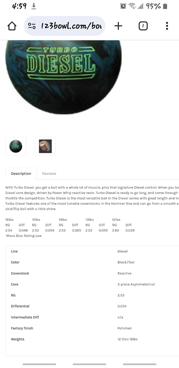 14 pound Hammer-Turbo Diesel Bowling Ball - photo 3