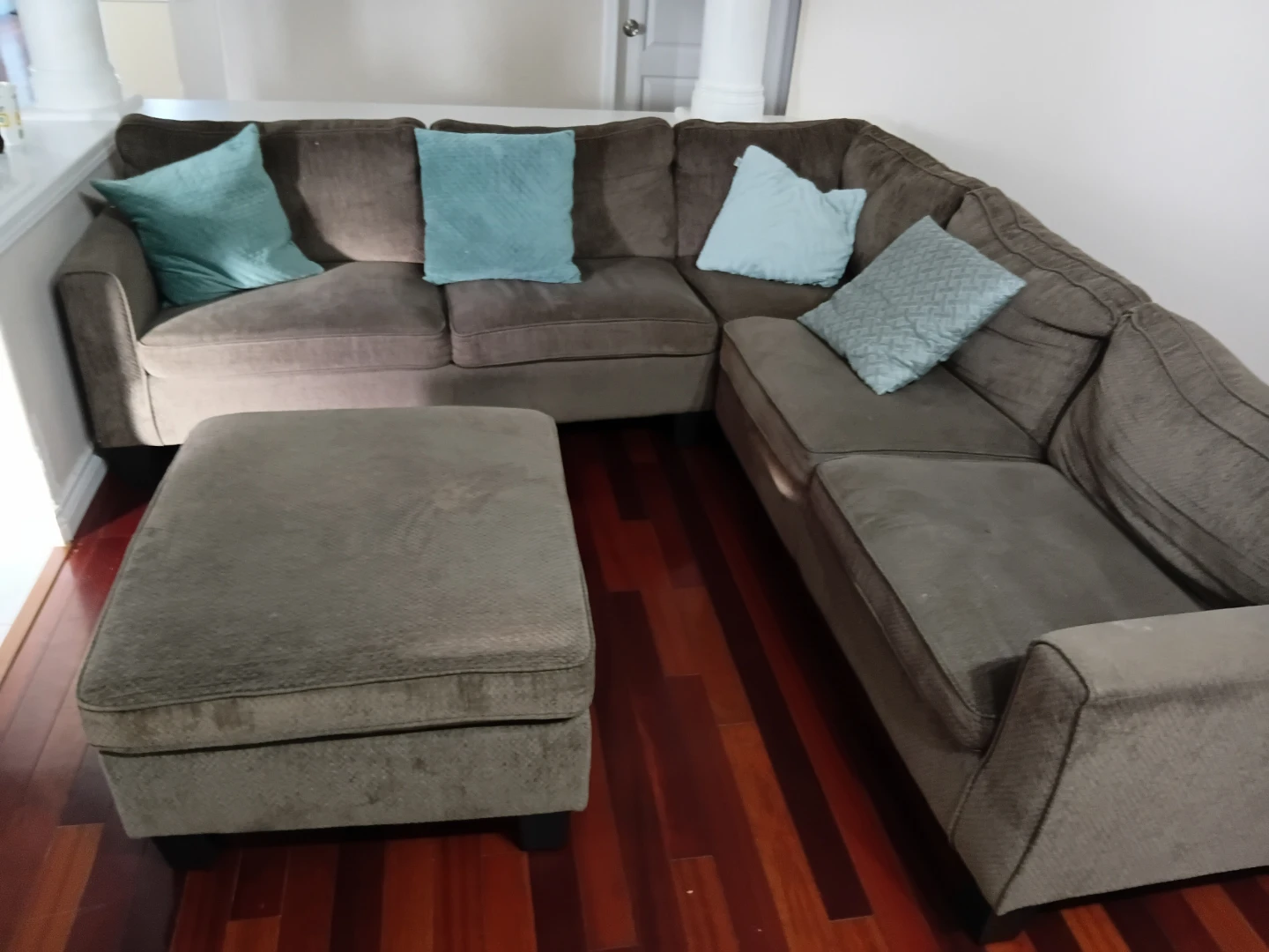 Brown Sectional Sofa with Ottoman - photo 2