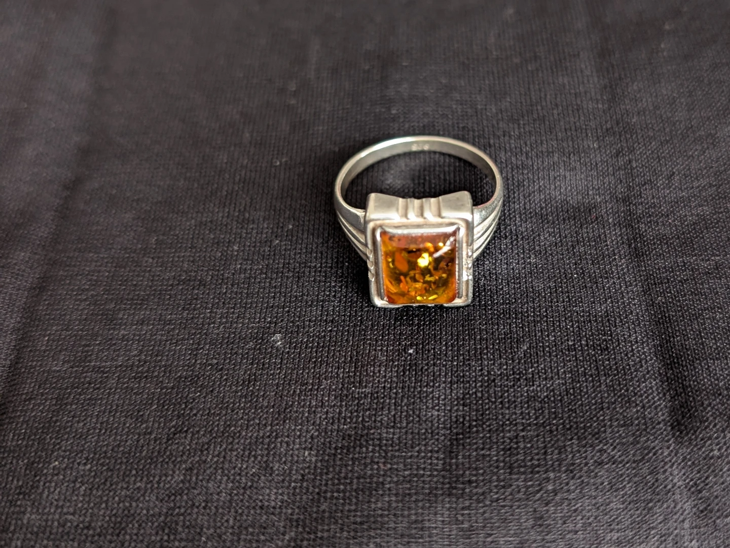 Amber Square Stone Ring🏆