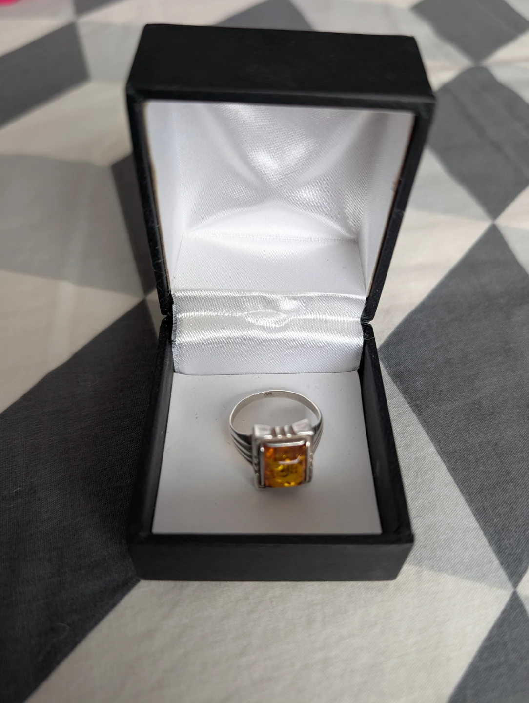 Amber Square Stone Ring🏆 - photo 2