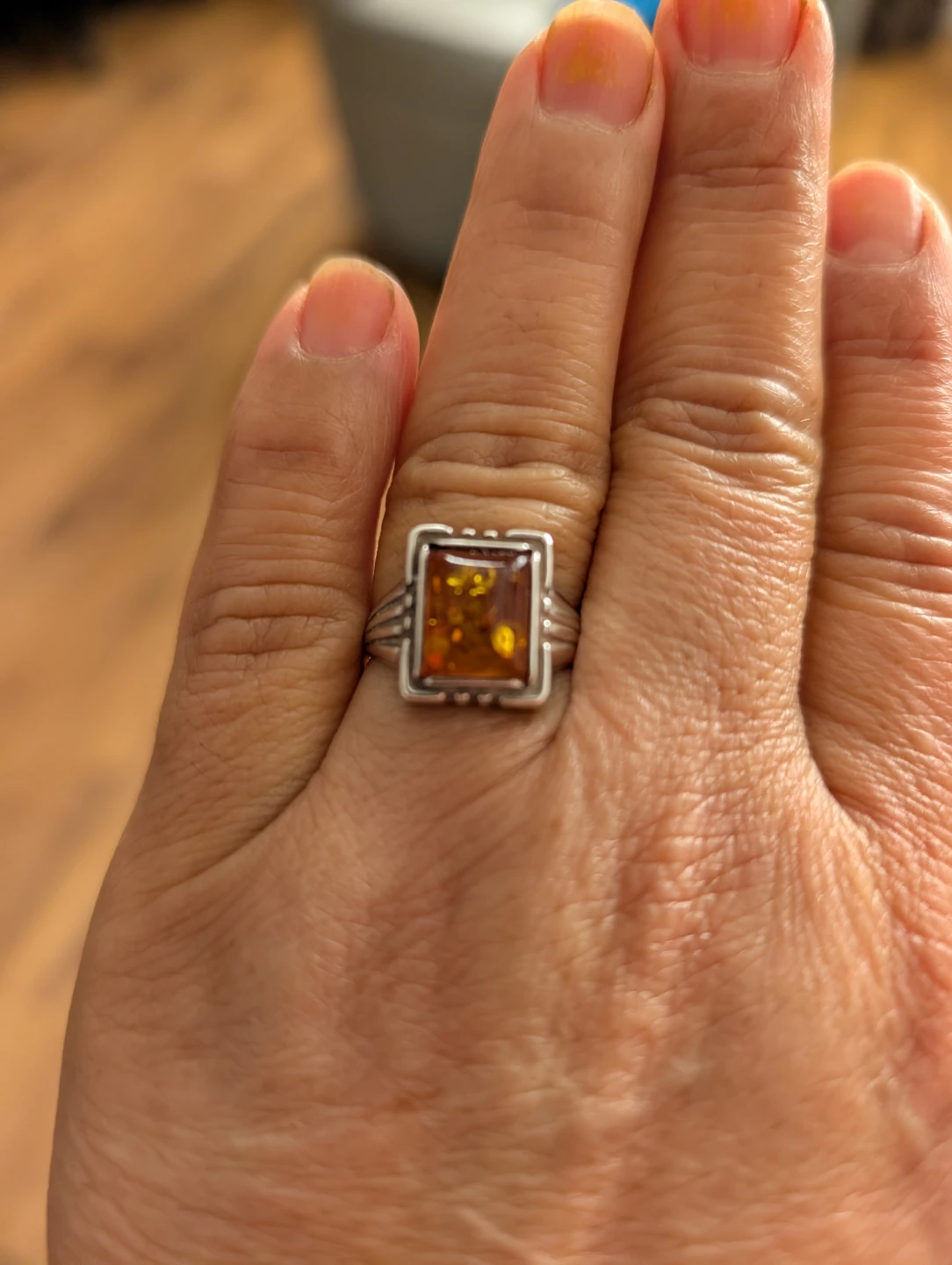 Amber Square Stone Ring🏆 - photo 3
