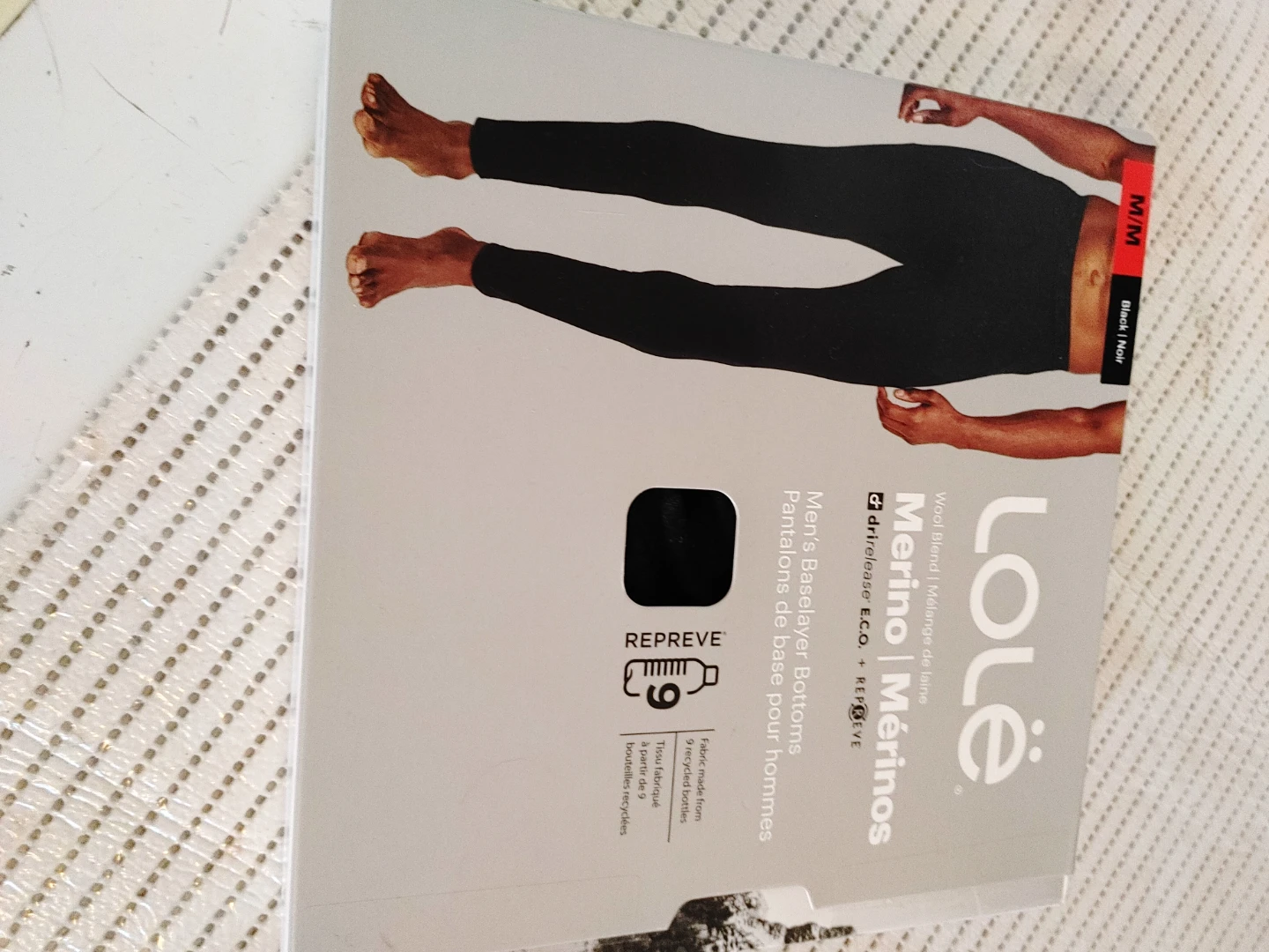 Lole Men's Merino Baselayer Bottoms & Top - Black M/M