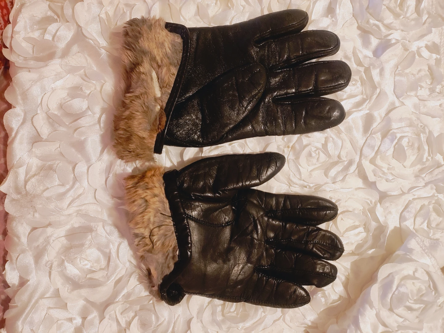 🏆Men Black Leather Gloves with Fur Trim - photo 3