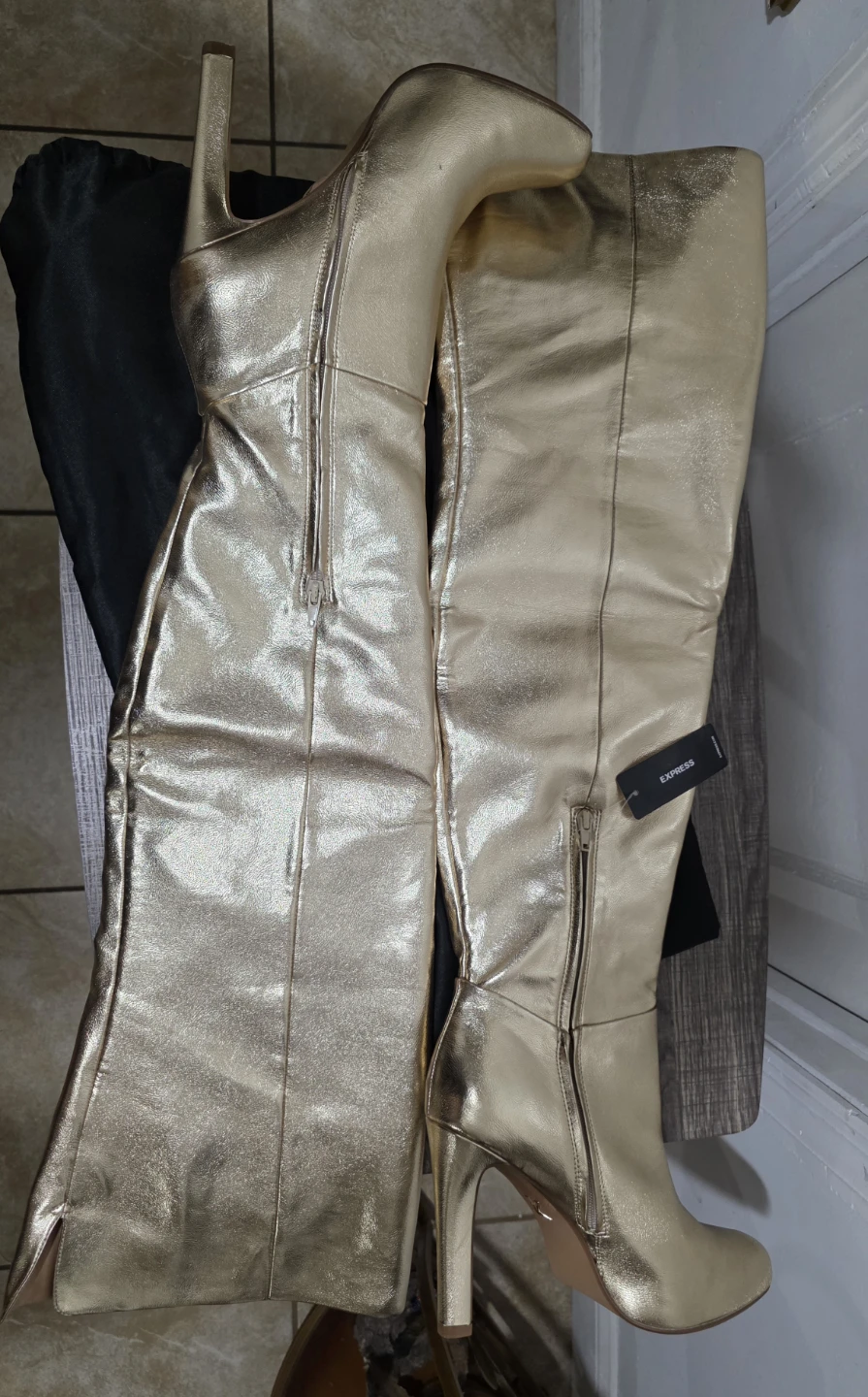 Express Gold Metallic Over-the-Knee Boots