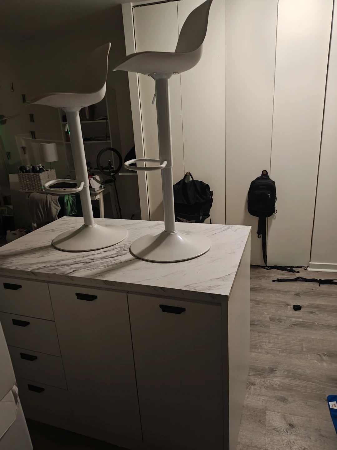 White Kitchen Island with  Storage - photo 4