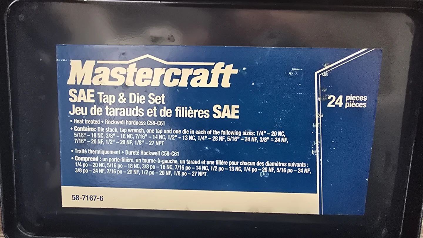🥕 New/Never used - Mastercraft SAE Tap & Die Set📸 - photo 2
