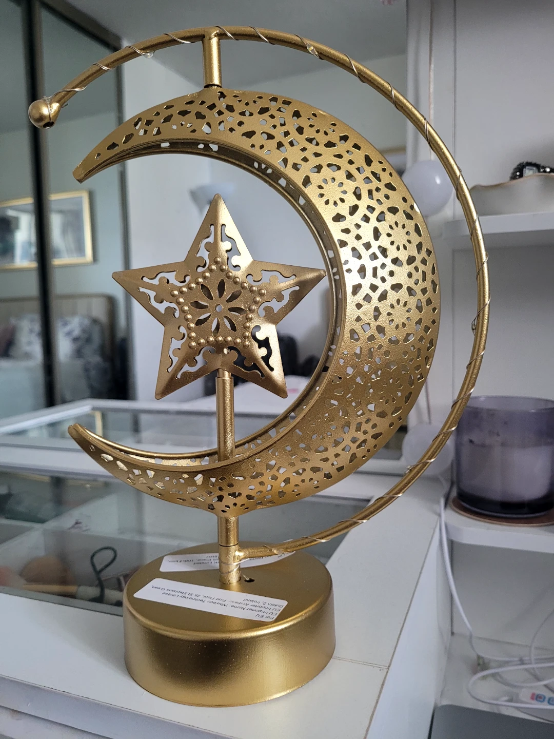 Gold Crescent Moon and Star Decorative Lamp - photo 5