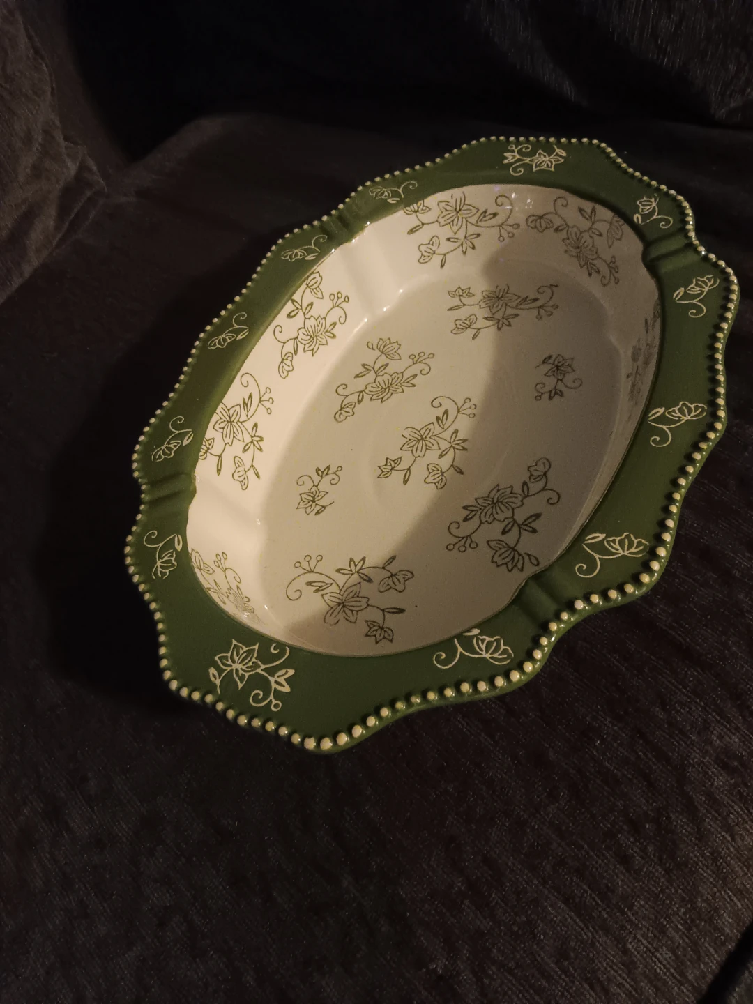 Green Floral Patterned Serving Dish Set - photo 3