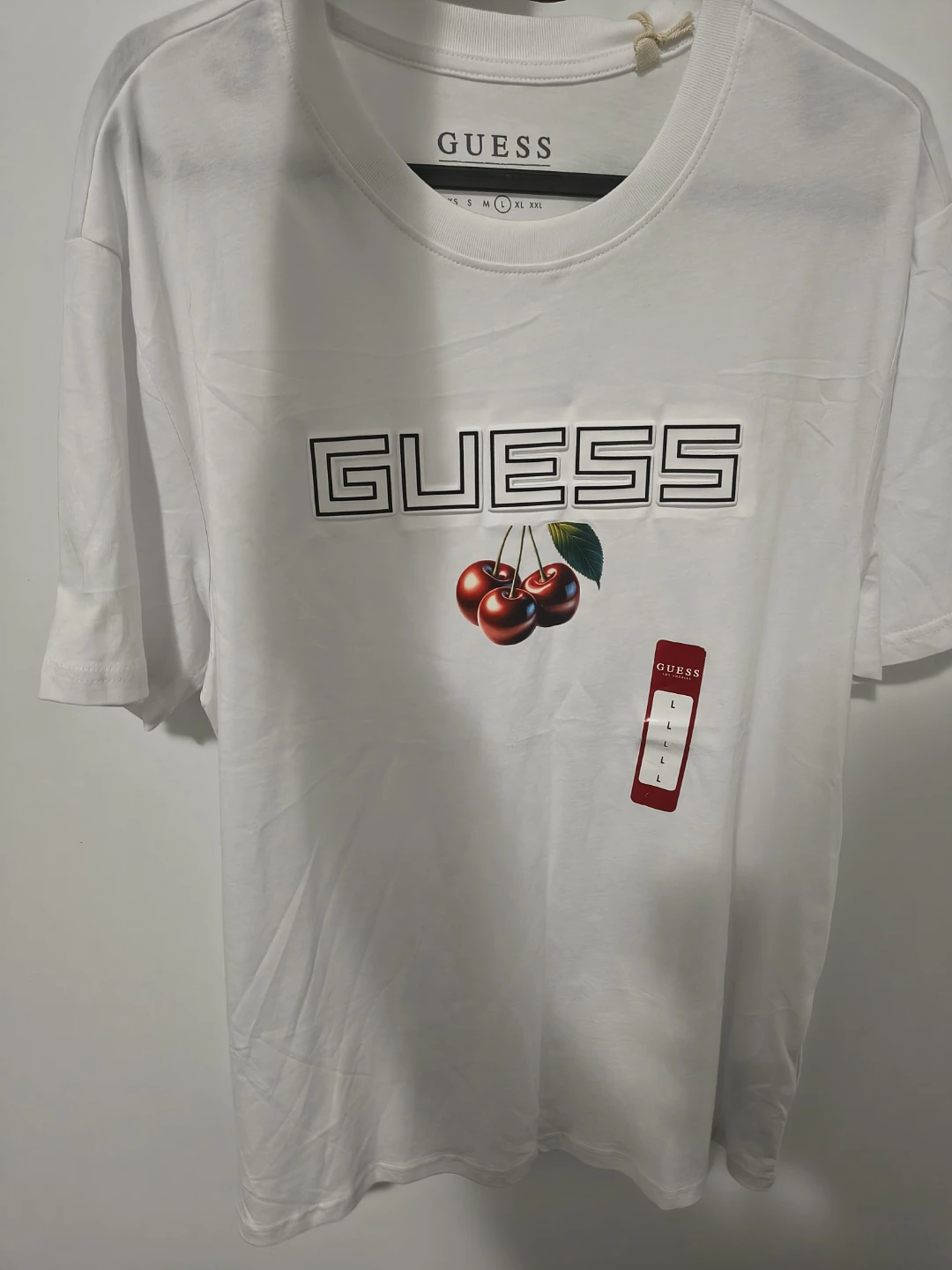 GUESS White Organic Cotton T-Shirt - Size L