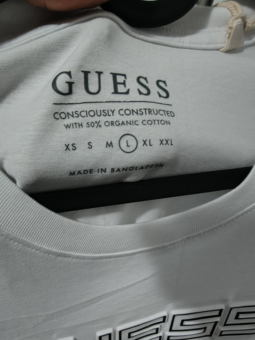 GUESS White Organic Cotton T-Shirt - Size L - photo 2