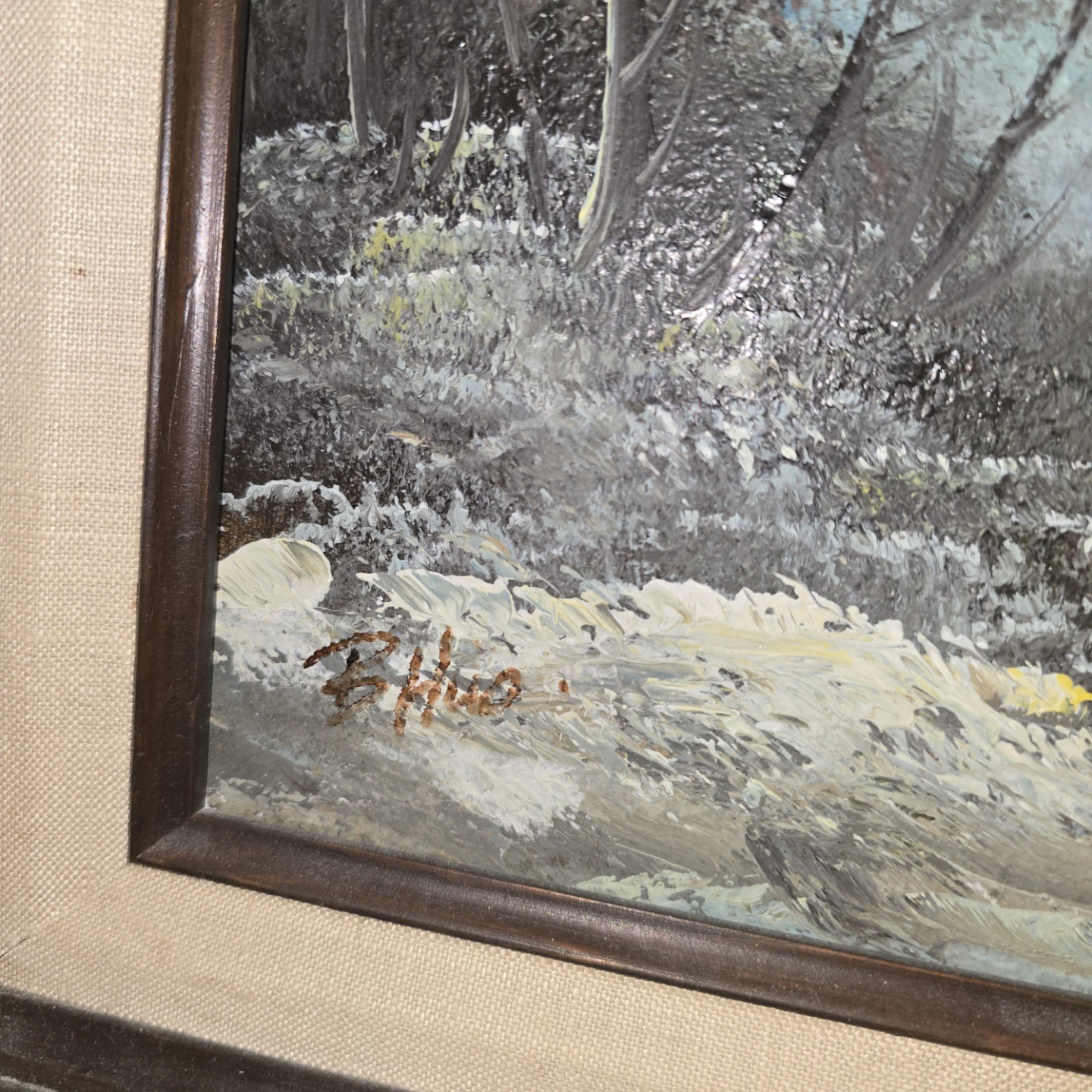 Vintage Winter Landscape Oil Painting - photo 2