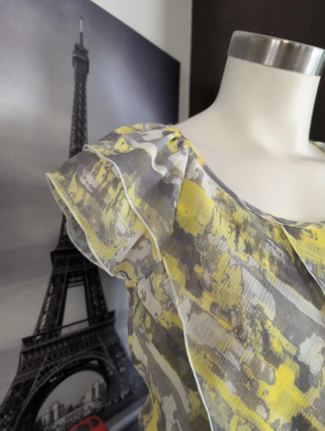 Women's Yellow and Grey Abstract Print Blouse - photo 3