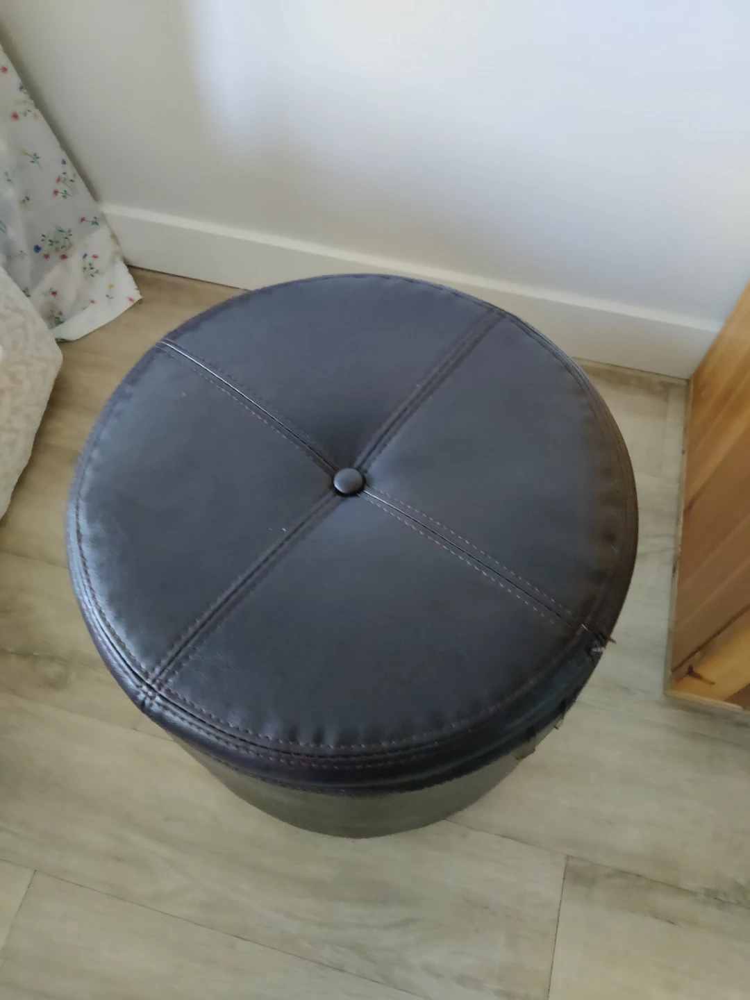 Dark Brown Faux Leather Storage Ottoman - photo 2
