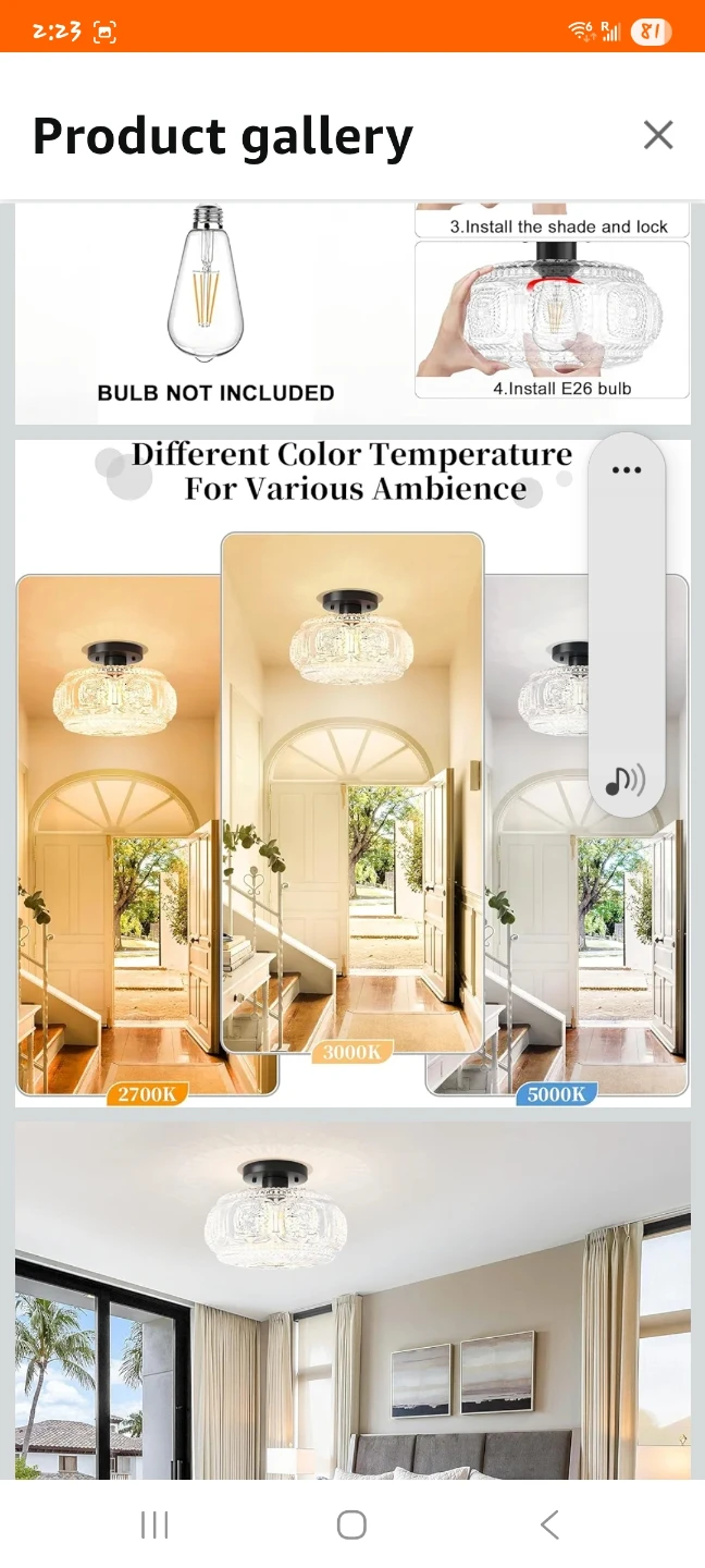 Semi Flush Mount Ceiling Light - Black Glass - photo 4