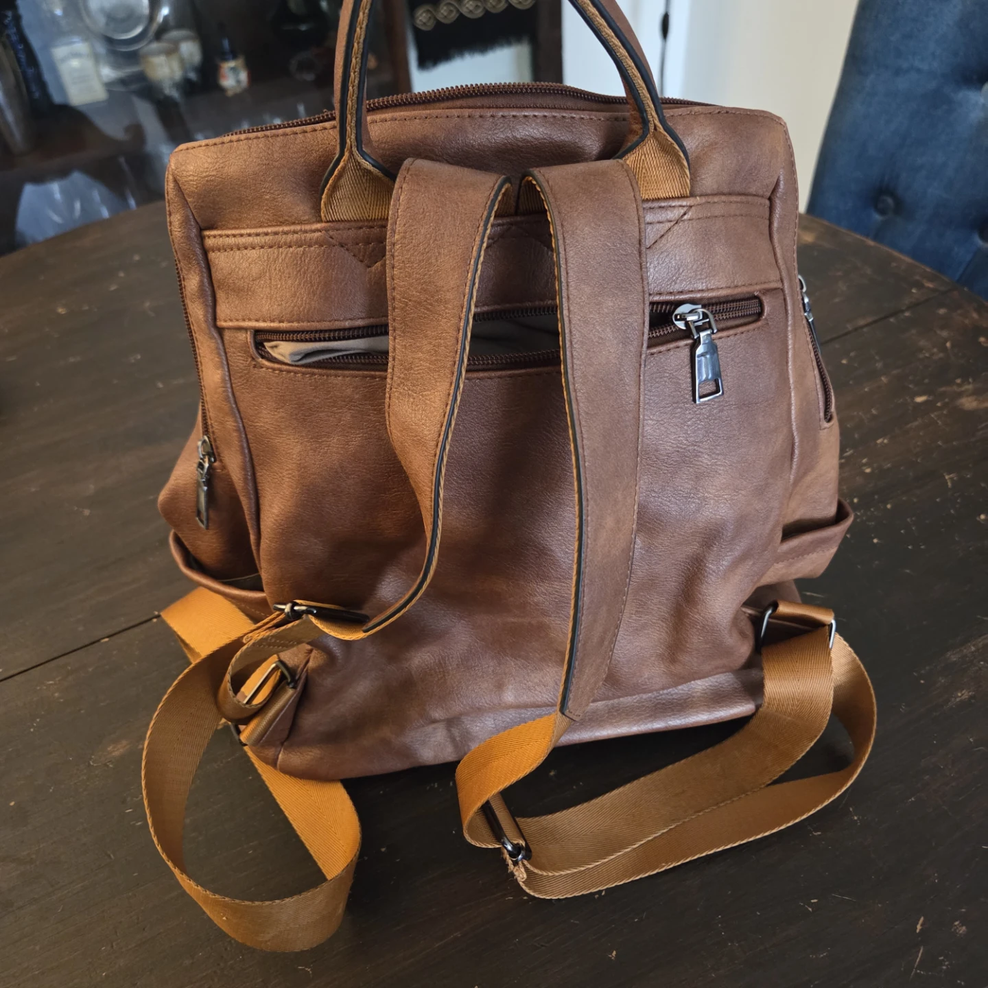 Brown Vegan Leather Backpack Purse - photo 2