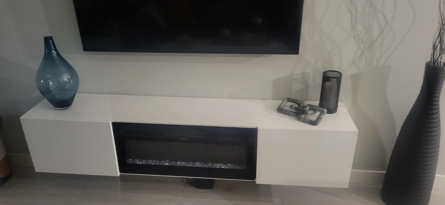White Floating Media Console with Electric Fireplace - photo 4