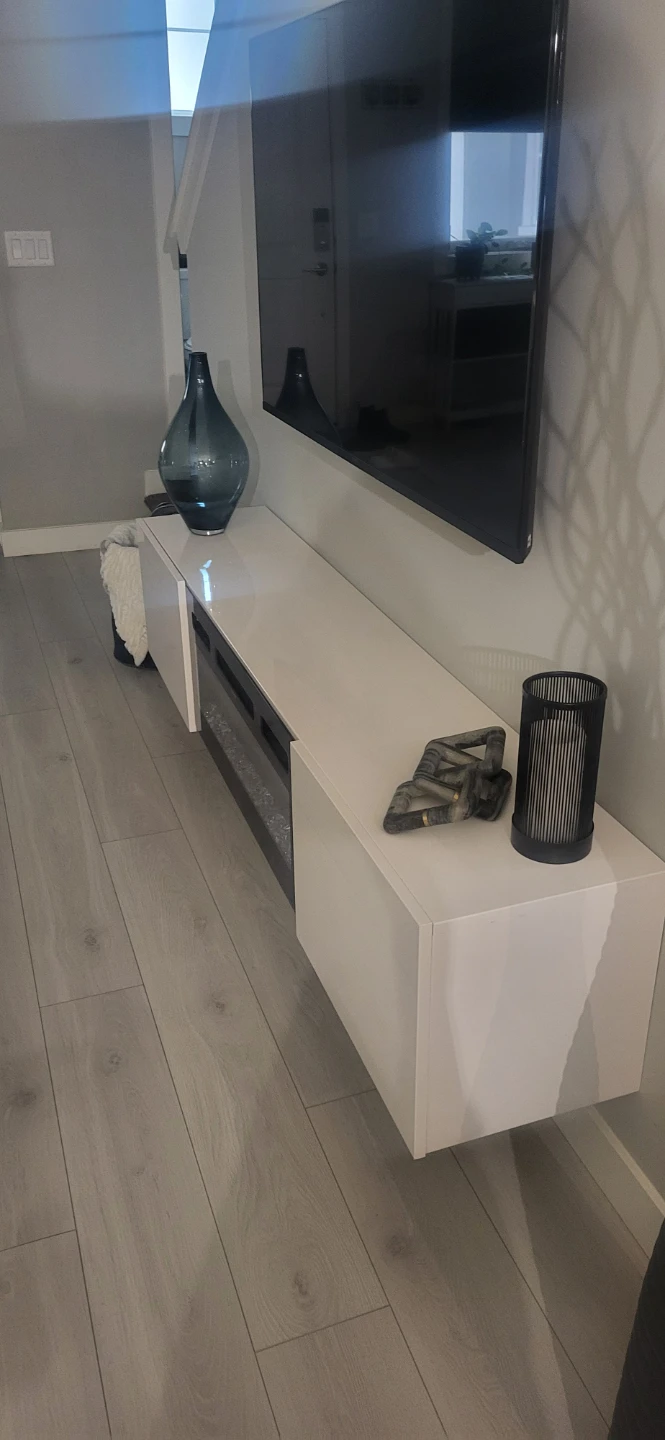 White Floating Media Console with Electric Fireplace - photo 5
