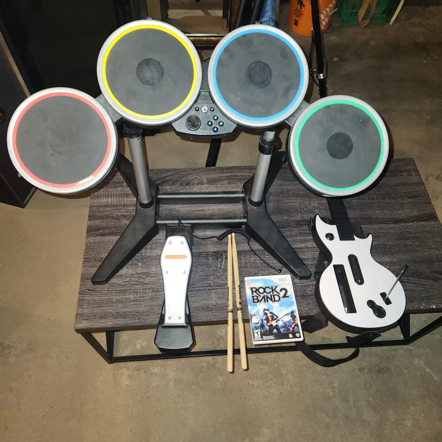 Rock Band 2 Drum Set and Guitar Bundle for Wii